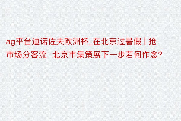 ag平台迪诺佐夫欧洲杯_在北京过暑假 | 抢市场分客流  北京市集策展下一步若何作念？