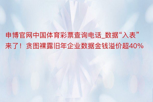 申博官网中国体育彩票查询电话_数据“入表”来了！贪图裸露旧年企业数据金钱溢价超40%