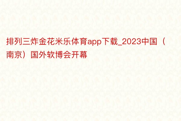 排列三炸金花米乐体育app下载_2023中国（南京）国外软博会开幕
