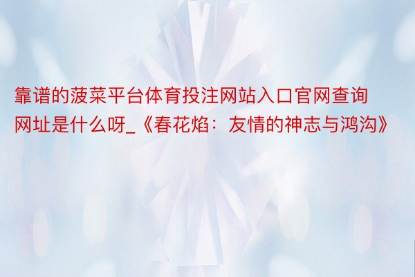 靠谱的菠菜平台体育投注网站入口官网查询网址是什么呀_《春花焰：友情的神志与鸿沟》