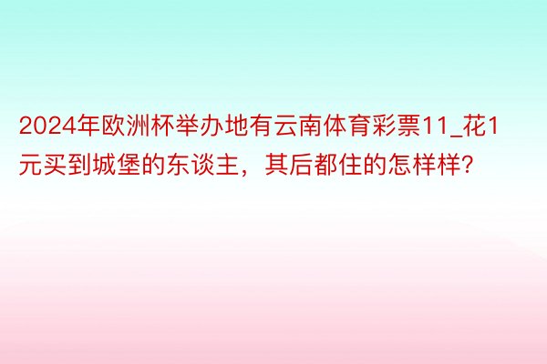 2024年欧洲杯举办地有云南体育彩票11_花1元买到城堡的东谈主，其后都住的怎样样？