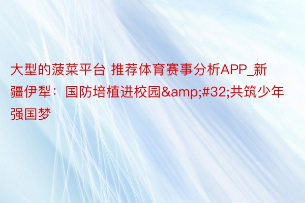 大型的菠菜平台 推荐体育赛事分析APP_新疆伊犁：国防培植进校园&#32;共筑少年强国梦