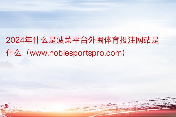 2024年什么是菠菜平台外围体育投注网站是什么（www.noblesportspro.com）